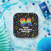 Assiettes En Carton 94e anniversaire : Fun Stars Motif et Rainbow "94" (Fête)