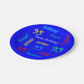 Assiettes En Carton 95e anniversaire, noms répétitifs, Royal Blue (Angle)