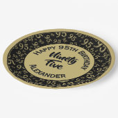 Assiettes En Carton 95e anniversaire Random Number Motif Gold/Black (Angle)