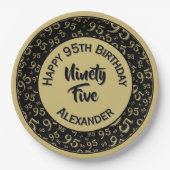 Assiettes En Carton 95e anniversaire Random Number Motif Gold/Black (Devant)