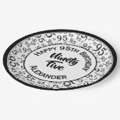 Assiettes En Carton 95e anniversaire Random Number Motif noir/blanc (Angle)