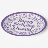 Assiettes En Carton 95e Motif de numéro aléatoire violet/blanc (Angle)