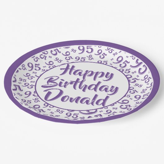 Assiettes En Carton 95e Motif de numéro aléatoire violet/blanc (Angle)