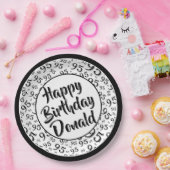 Assiettes En Carton 95e Motif du numéro aléatoire noir/blanc (Fête)