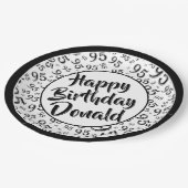 Assiettes En Carton 95e Motif du numéro aléatoire noir/blanc (Angle)