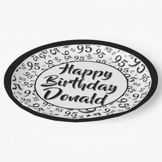 Assiettes En Carton 95e Motif du numéro aléatoire noir/blanc (Angle)