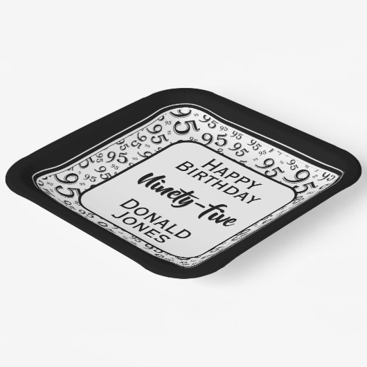 Assiettes En Carton 95e Motif du numéro aléatoire noir/blanc (Angulaire)