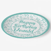 Assiettes En Carton 95e Motif du numéro aléatoire Turquoise/blanc (Angle)