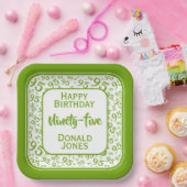 Assiettes En Carton 95e Motif du numéro aléatoire vert/blanc (Fête)