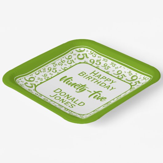 Assiettes En Carton 95e Motif du numéro aléatoire vert/blanc (Angulaire)