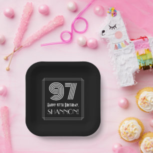 Assiettes En Carton 97e anniversaire — Art Déco Inspiré Look "97"
