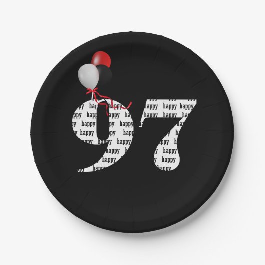Assiettes En Carton 97e anniversaire ballons (Devant)