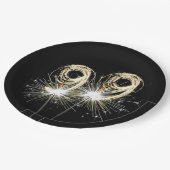 Assiettes En Carton 99e anniversaire Sparklers de fête sur noir (Angle)