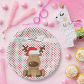 Assiettes En Carton 9" Arrondi en plaque de papier Reinder Noël XMAS P (Fête)