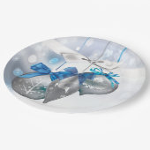 Assiettes En Carton 9" Arrondi Papier Plate Ornements Snowflakes Snow (Angle)