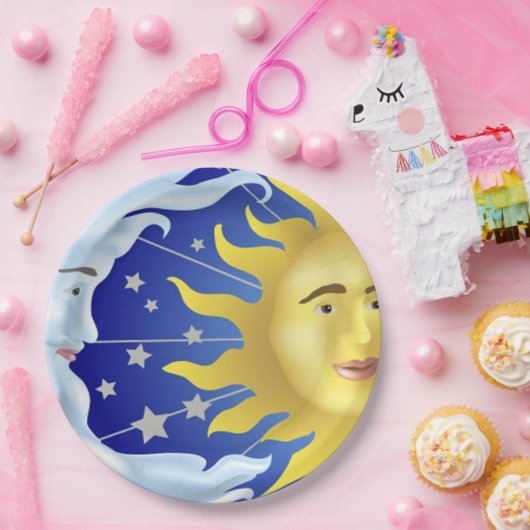 Assiettes En Carton 9" plaques à papier faites sur commande/Sun, lune (Fête)