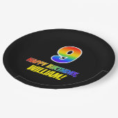 Assiettes En Carton 9e anniversaire : Bold, amusant, simple, arc-en-ci (Angle)