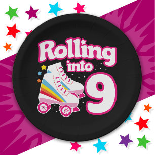 Assiettes En Carton 9e anniversaire Roller Skate 9 ans