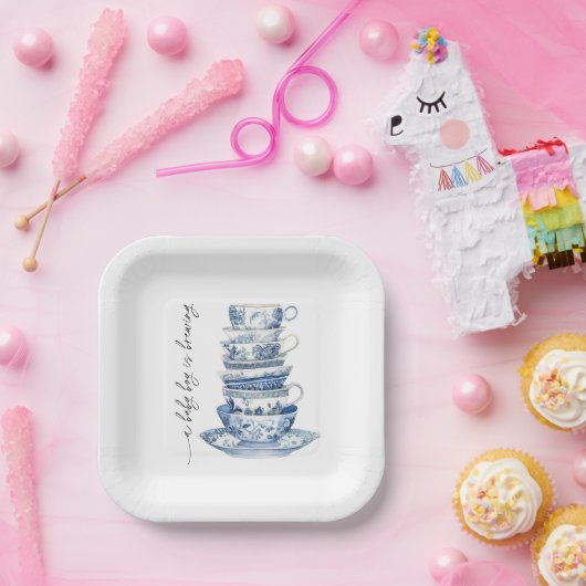 Assiettes En Carton A Baby Boy is Brewing Tea Party Baby Shower (Fête)