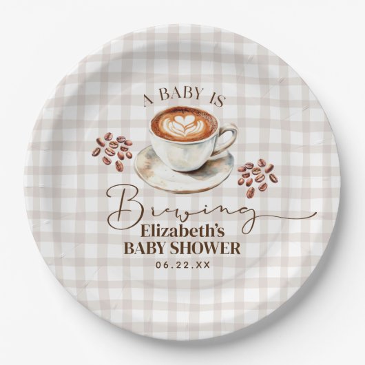 Assiettes En Carton A Baby is Brewing Coffee Theme Baby Shower (Devant)