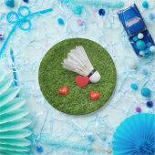 Assiettes En Carton À Badminton Player avec Shuttlecock et l'amour (Fête)
