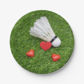 Assiettes En Carton À Badminton Player avec Shuttlecock et l'amour (Devant)