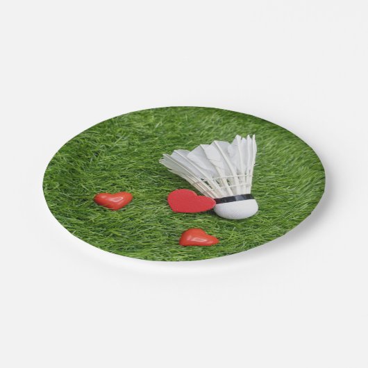 Assiettes En Carton À Badminton Player avec Shuttlecock et l'amour (Angle)