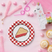 Assiettes En Carton à damiers à la tarte aux cerises cool (Fête)