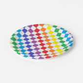 Assiettes En Carton à damiers arc-en-ciel (Angle)