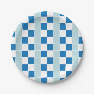 Assiettes En Carton À damiers bleu blanc