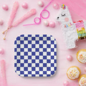 Assiettes En Carton à damiers bleu et blanc (Fête)