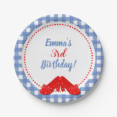 Assiettes En Carton À damiers Bleu et Blanc En vichy Chaussures Rouge (Devant)