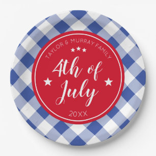 Assiettes En Carton À damiers Blue En vichy 4 juillet