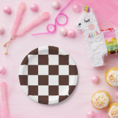 Assiettes En Carton À damiers Brown/blanc (Fête)