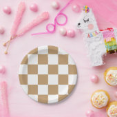 Assiettes En Carton À damiers Brown/blanc (Fête)