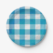 Assiettes En Carton à damiers Buffalo Plaid bleu et blanc (Devant)