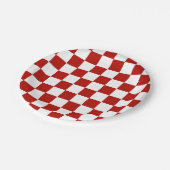 Assiettes En Carton à damiers carré rouge blanc rétro (Angle)