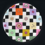 Assiettes En Carton À damiers coloré rétro marguerite<br><div class="desc">à damiers - Motif Retro Colorful Flower Check - Checkerboard.</div>