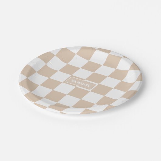 Assiettes En Carton À damiers de lumière personnalisée Neutre (Angle)
