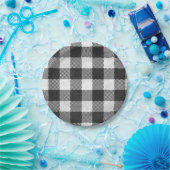Assiettes En Carton à damiers Plaid Noir Et Blanc (Fête)