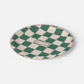 Assiettes En Carton À damiers rose et vert personnalisés (Angle)
