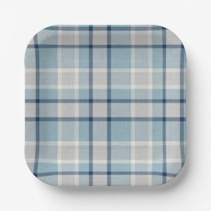 Assiettes En Carton À damiers texturé gris clair
