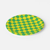 Assiettes En Carton à damiers vert et jaune (Angle)