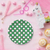 Assiettes En Carton à damiers vert et noir (Fête)