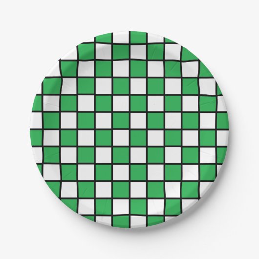 Assiettes En Carton à damiers vert et noir (Devant)