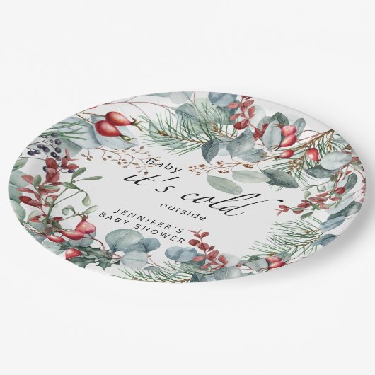 Assiettes En Carton À feuillage persistant Baby son baby shower extéri (Angle)