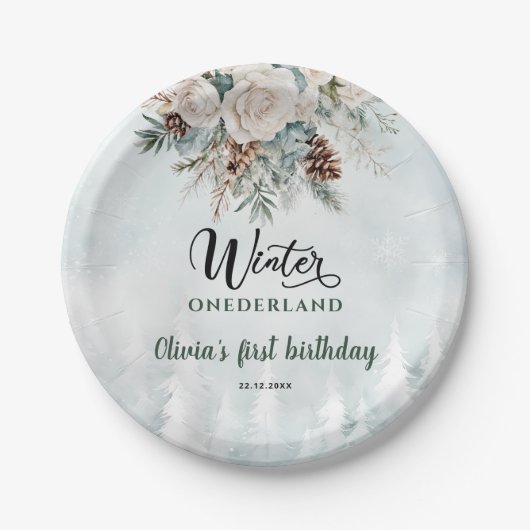 Assiettes En Carton À feuillage persistant hiver Onederland Premier an (Devant)