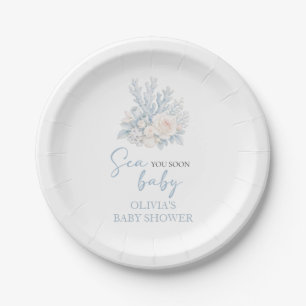Assiettes En Carton À la mer bientôt bébé Fête prénatale de plage côti