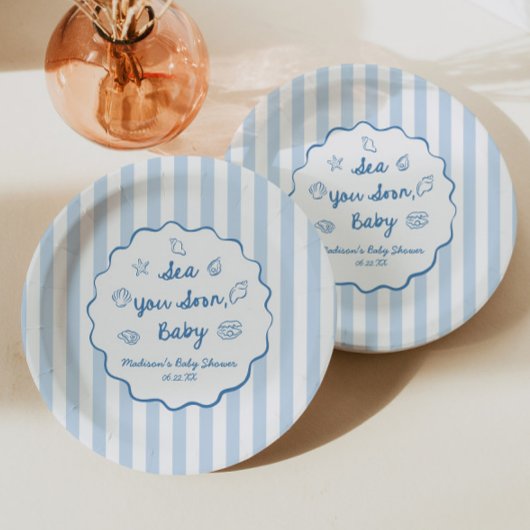 Assiettes En Carton À la mer bientôt bébé Shower de bébé côtier