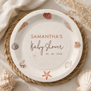 Assiettes En Carton À la mer bientôt coquillages sable rivage